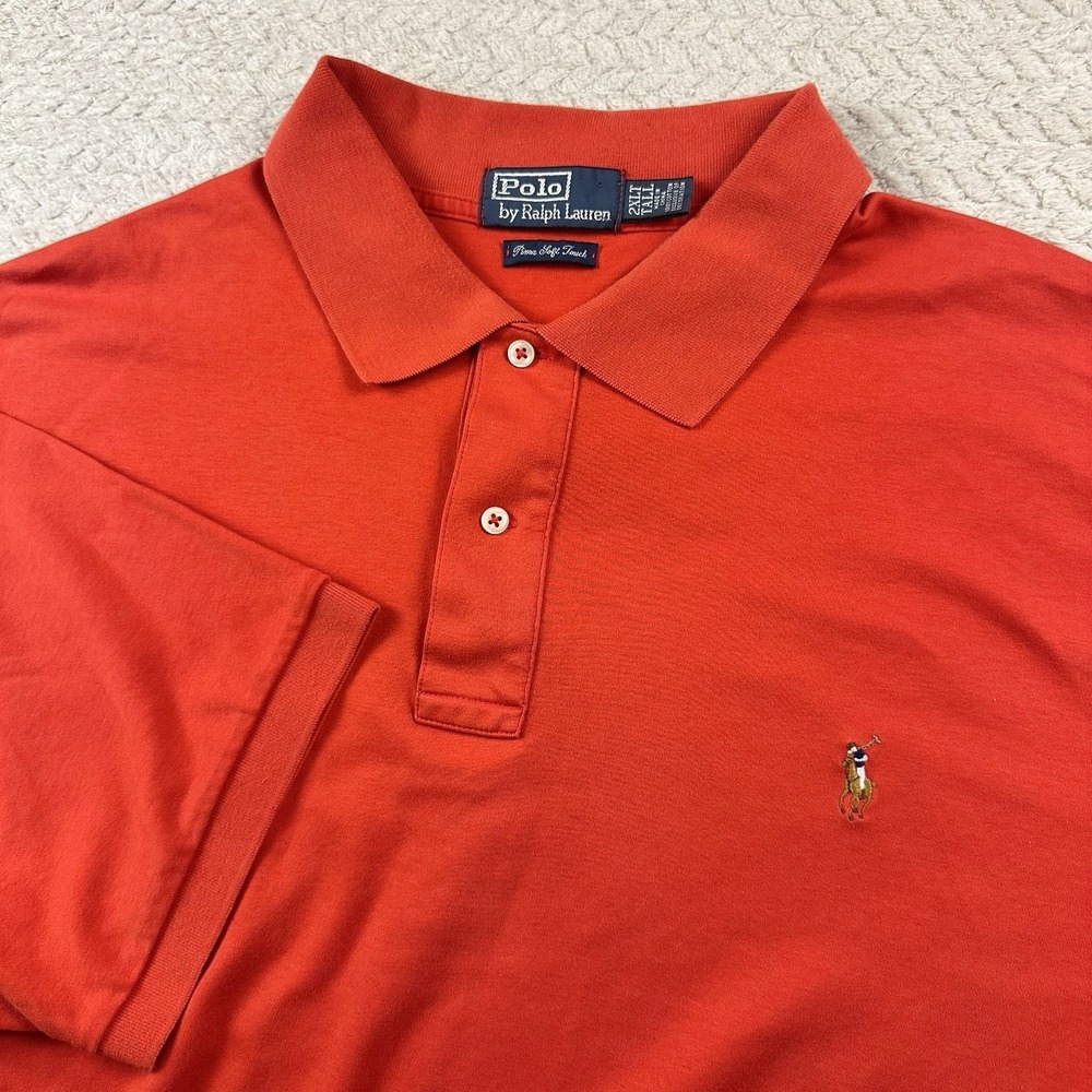 Polo Ralph Lauren Polo Shirt Mens 2XLT Tall Red Golf Preppy Pima Soft‎ touch